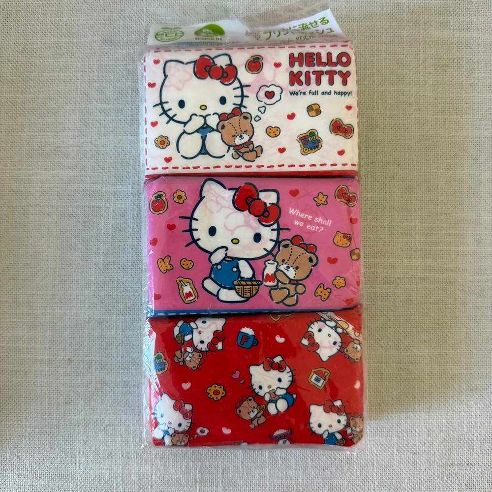 Hello Kitty Sanrio Mini Pocket Tissue Pack of 6 Flushable Travel Pack New